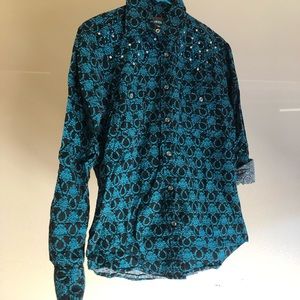 Cowgirl Hardware Horseshoe Print Button up
